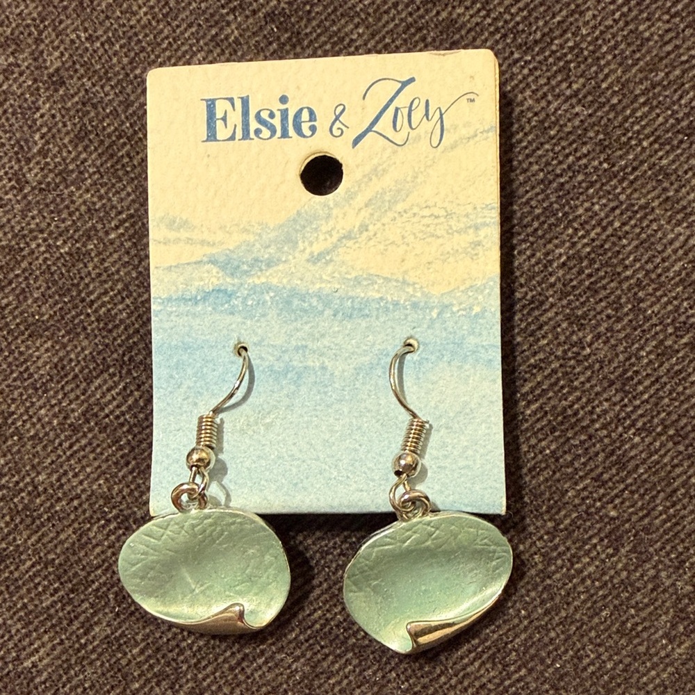 Silver and Green Leaf Earrings